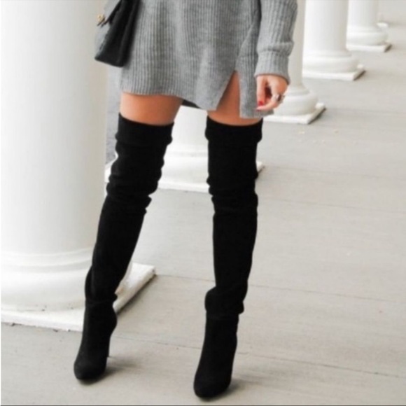 Dolce Vita Katy Black MicroSuede Over The Knee OTB Boots Size 10 - Picture 4 of 12